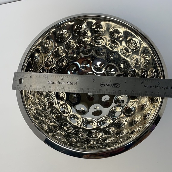 Hammered Metal Double Wall Round Decorative Bowl 9” x 5.5” - Picture 7 of 9